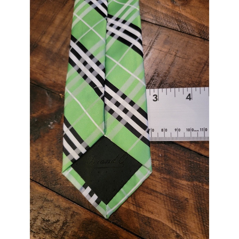 Brand Q Men's Green Plaid Fashion‎ Tie Microfiber 58" - Picture 8 of 8